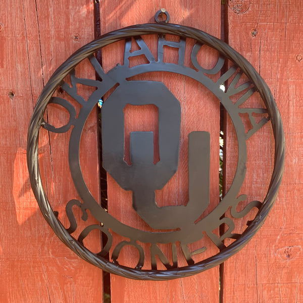 12", 18", 24", 32" OU OKLAHOMA SOONERS RUSTIC BLACK METAL CUSTOM VINTAGE CRAFT WALL ART TEAM SIGN HANDMADE