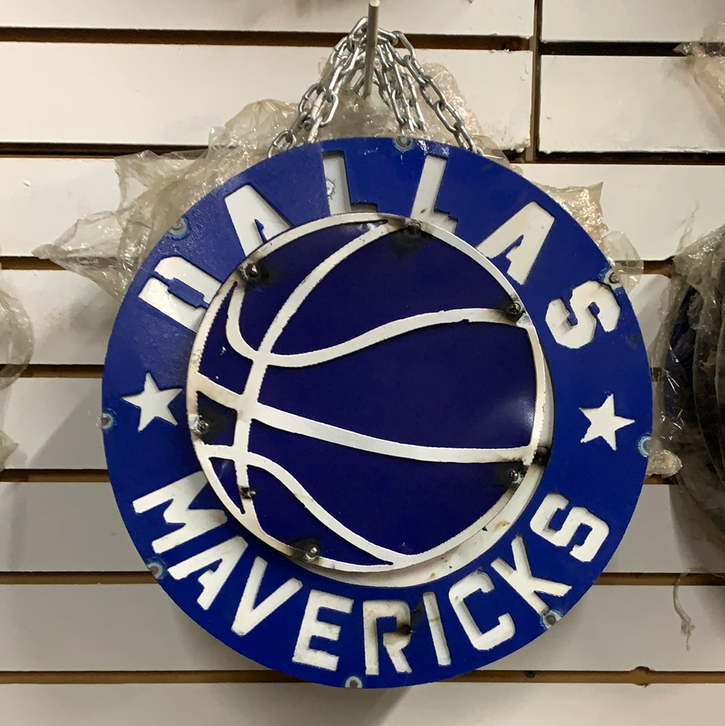 12" DALLAS MAVERICKS DISC CUSTOM VINTAGE METAL TEAM DISC WALL ART WESTERN HOME DECOR CRAFT HANDMADE