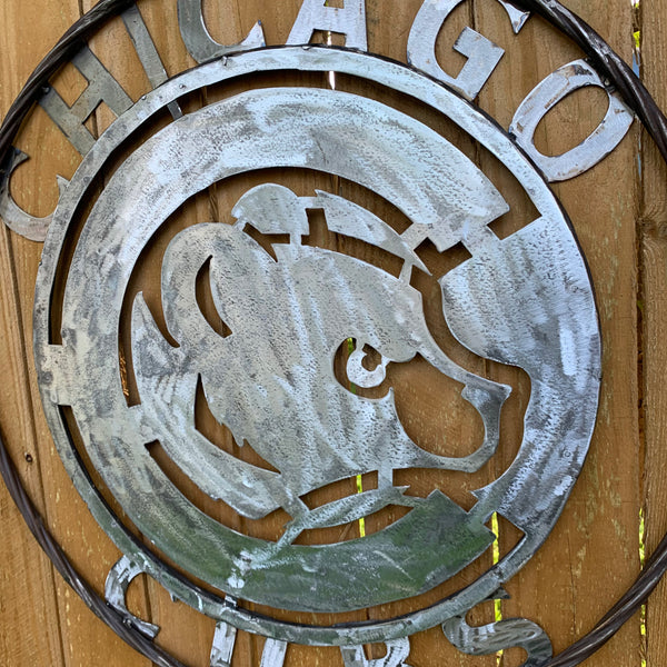 12", 18", 24", 32" CHICAGO CUBS CUSTOM RAW METAL VINTAGE CRAFT TEAM SPORTS SIGN HANDMADE