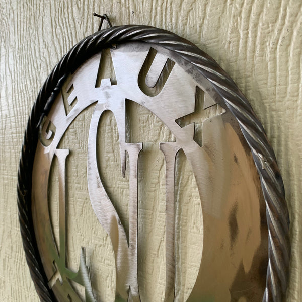 12",18",24",32" LSU GEAUX TIGERS CUSTOM METAL VINTAGE CRAFT TEAM SIGN WESTERN HOME DECOR HANDMADE