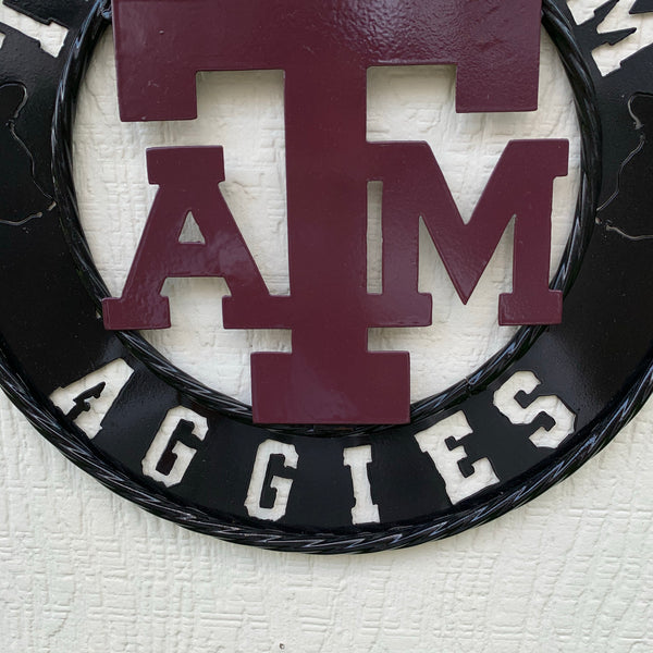 12",18",24",32" TEXAS A&M AGGIES WIDE BAND RING CUSTOM METAL VINTAGE CRAFT TEAM SIGN HANDMADE