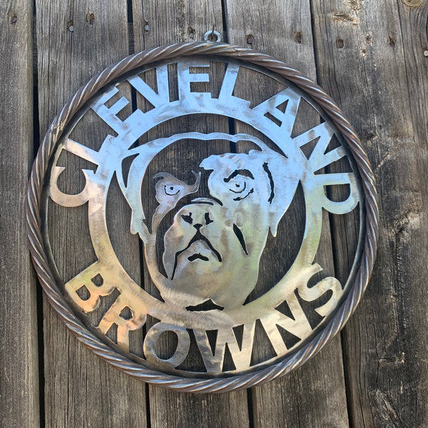 CLEVELAND BROWNS RAW METAL CUSTOM VINTAGE CRAFT ART HANDMADE RUSTIC BLACK