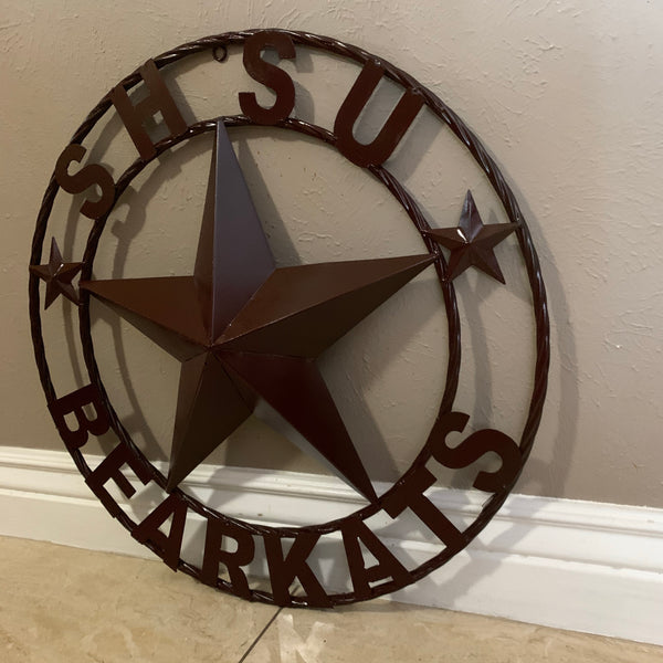 24",32" SHSU SAM HOUSTON BEARKATS RUSTIC DARK BROWN METAL CUSTOM VINTAGE CRAFT RUSTIC BROWN TEAM STAR HANDMADE