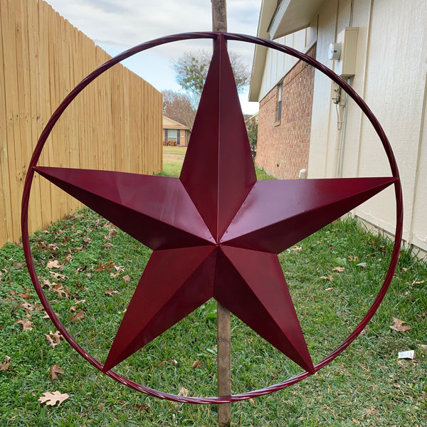 CRANBERRY BURGUNDY STAR RED STAR BARN METAL LONESTAR TWISTED ROPE RING WALL ART WESTERN HOME DECOR BRAND NEW