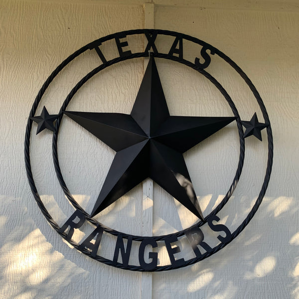 TEXAS RANGERS BLACK LONE STAR METAL TEAM WESTERN HOME DECOR CRAFT