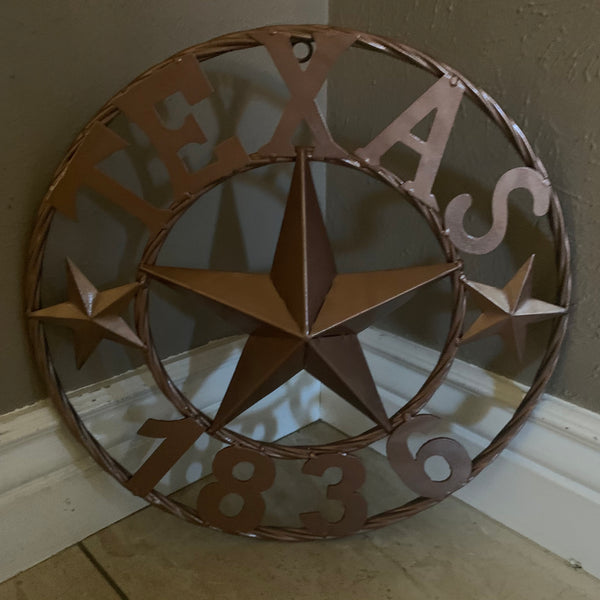 16", 20", 24", 32" TEXAS 1836 HAMMERED COPPER  BARN STAR METAL WALL WESTERN HOME DECOR RED WHITE BLUE ART