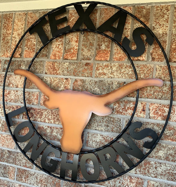 TEXAS LONGHORNS CUSTOM METAL VINTAGE CRAFT TEAM SIGN WESTERN HOME DECOR HANDMADE #EH90072