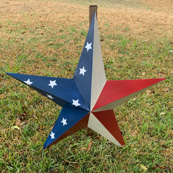 12",16",24",30",36" USA AMERICAN FLAG STAR STYLE #1 RED WHITE & BLUE METAL BARN STAR WALL ART HANDMADE STYLE# 1