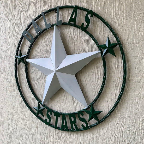 DALLAS STARS BARN LONE STAR METAL HOCKEY TEAM WESTERN HOME DECOR CRAFT RUSTIC GREEN & WHITE