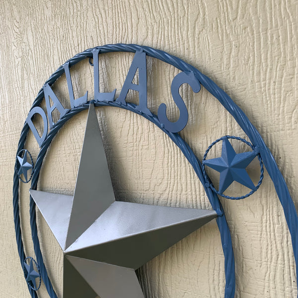 DALLAS COWBOYS LIGHT BLUE & SILVER DECOR METAL ART WESTERN HOME WALL DECOR SIZE:24",32",36",40",42",44",46",50"