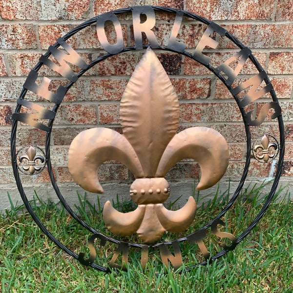 18", 24", 32" NEW ORLEANS SAINTS METAL SIGN WALL ART WESTERN HOME DECOR RUSTIC GOLD & BLACK ART NEW