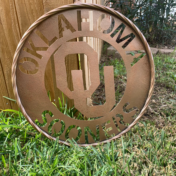 12",18",24",32" OU SOONERS HAMMERED COPPER CUSTOM METAL VINTAGE CRAFT TEAM SIGN HANDMADE CRAFT