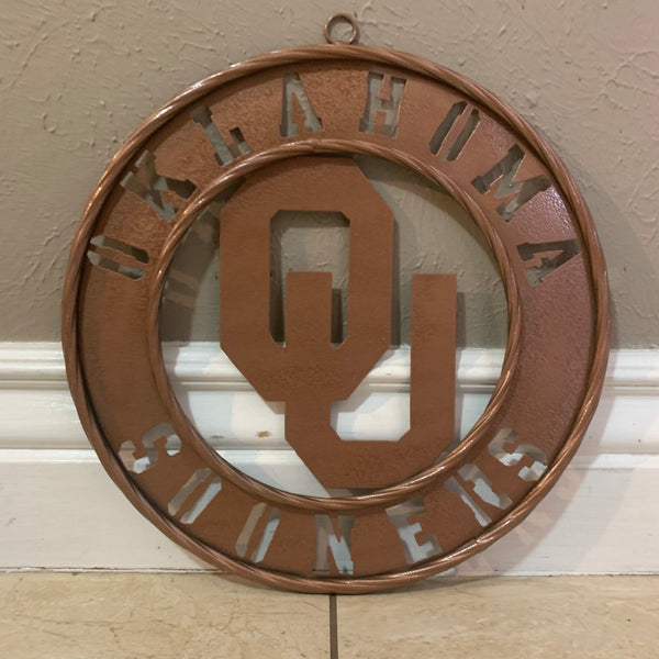 12",18",24",32" OU SOONERS HAMMERED COPPER CUSTOM METAL VINTAGE CRAFT TEAM SIGN HANDMADE CRAFT