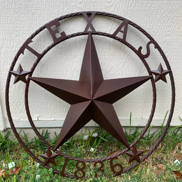 36" TEXAS 1836 BROWN BARN STAR METAL ART WESTERN HOME DECOR VINTAGE RUSTIC CRAFT ART