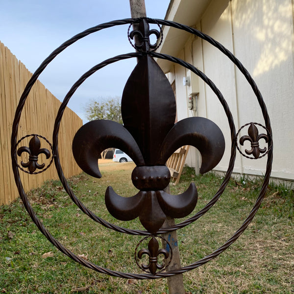 MULTI FLEUR DE LIS METAL WALL ART WESTERN HOME DECOR VINTAGE RUSTIC BROWN ART NEW