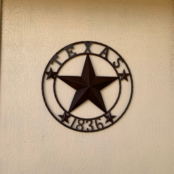 24", 32",36",40" TEXAS 1836 RUSTIC BROWN BARN STAR METAL WALL WESTERN HOME DECOR HANDMADE