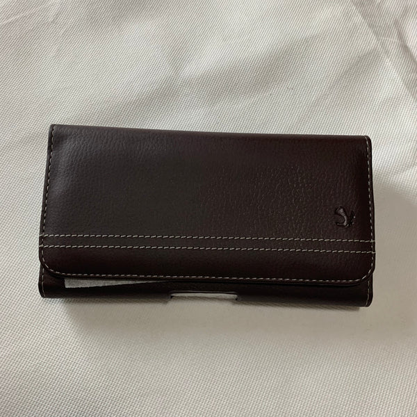 LU20 6.6" LUXMO COFFEE BROWN LEATHER EXTRA LARGE POUCH BELT LOOP HOLSTER CELL PHONE CASE UNIVERSAL OVERSIZE