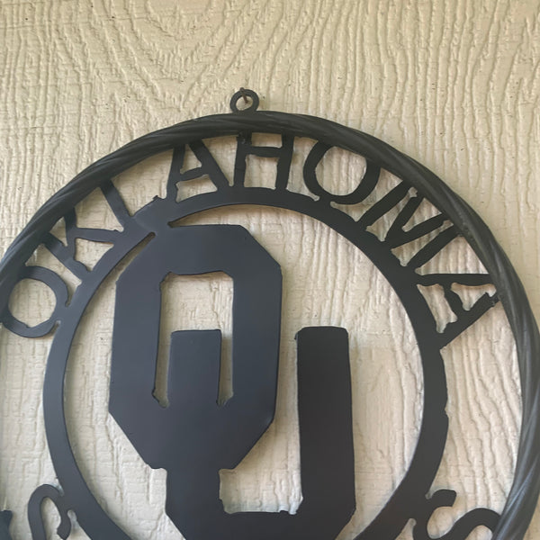 12", 18", 24", 32" OU OKLAHOMA SOONERS RUSTIC BLACK METAL CUSTOM VINTAGE CRAFT WALL ART TEAM SIGN HANDMADE