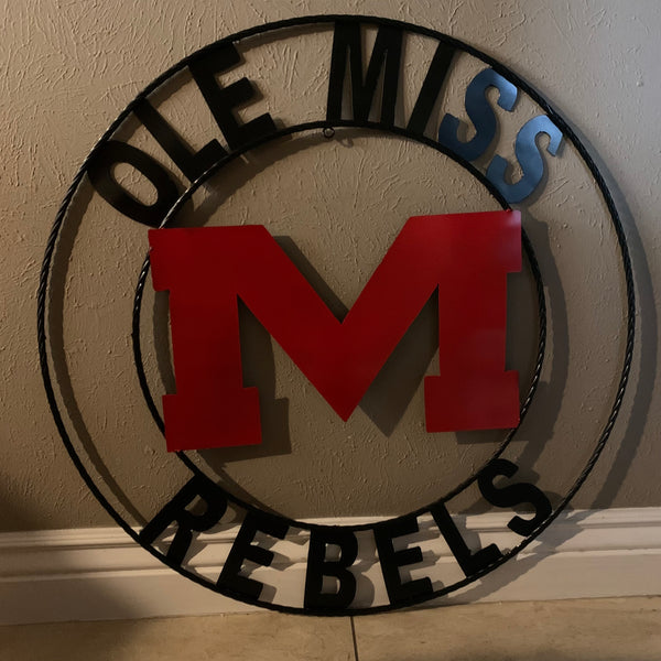 12", 18", 24", 32" OLE MISS REBELS MISSISSIPPI CUSTOM METAL TEAM VINTAGE SIGN