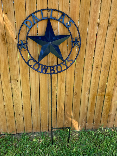 24" STAR & 34" STAKE DALLAS COWBOYS DECOR METAL ART WESTERN HOME WALL DECOR ALL NAVY BLUE STAR WITH 34" STAKE