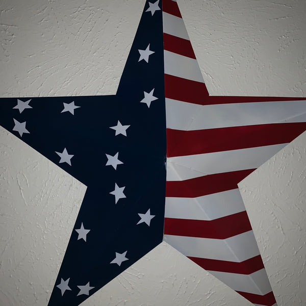 12",16",24",30",36" USA AMERICAN FLAG STAR STYLE#9 RED WHITE & BLUE METAL BARN STAR METAL WALL ART HANDMADE