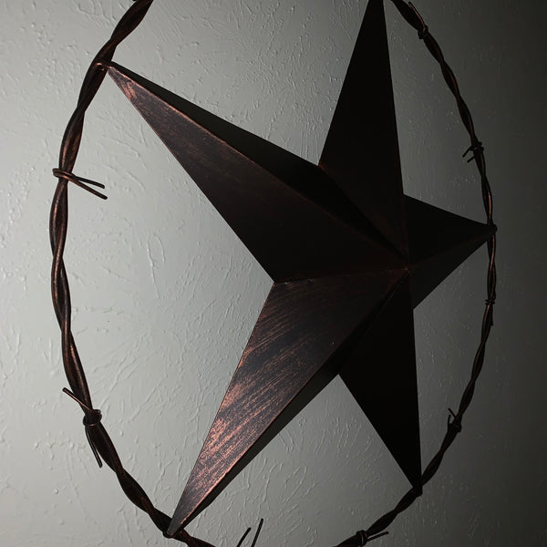 24" BARBWIRE TWISTED RING METAL WALL ART WESTERN HOME DECOR RUSTIC BRONZE COPPER #A10024