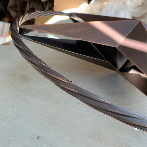 12",16",24" DOUBLE STAR ON STAKE METAL BRONZE COPPER BARN STAR WITH TWISTED ROPE RING CRAFT WESTERN HOME DECOR RUSTIC DECOR