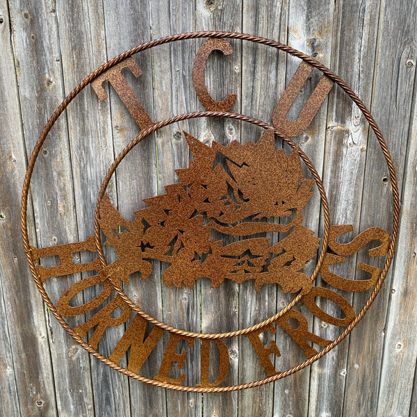 12", 18", 24", 32" TCU HORNED FROGS CUSTOM VINTAGE CRAFT METAL TEAM SIGN HANDMADE