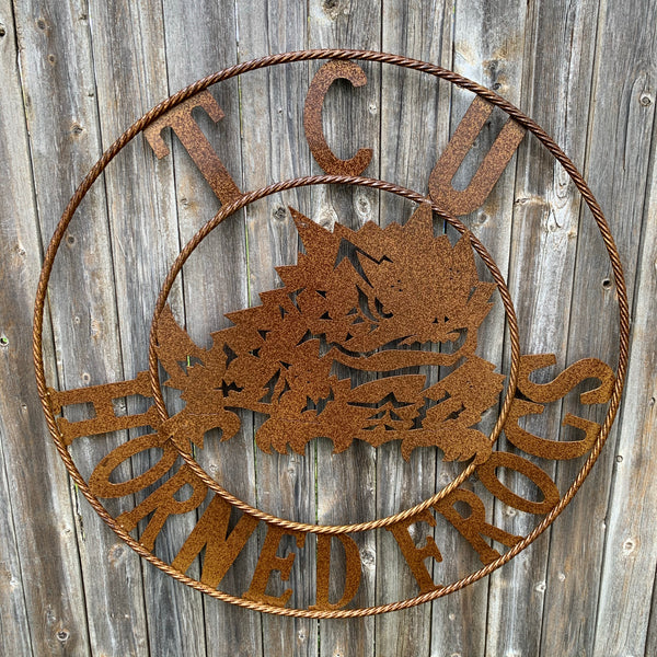 12", 18", 24", 32" TCU HORNED FROGS CUSTOM VINTAGE CRAFT METAL TEAM SIGN HANDMADE