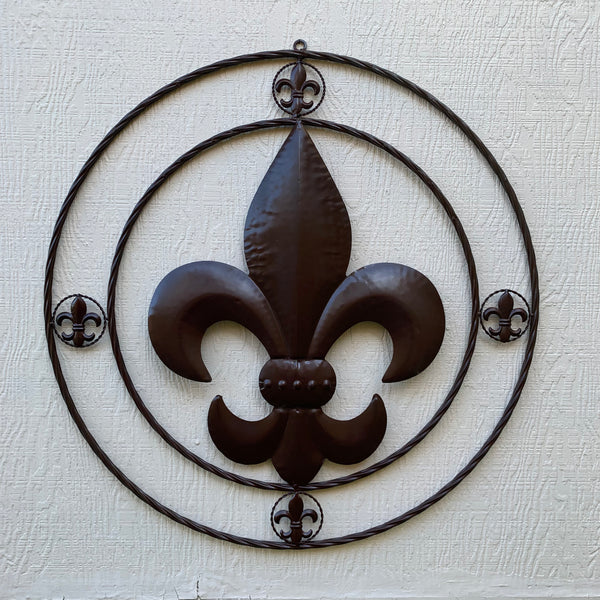 MULTI FLEUR DE LIS METAL WALL ART WESTERN HOME DECOR VINTAGE RUSTIC BROWN ART NEW