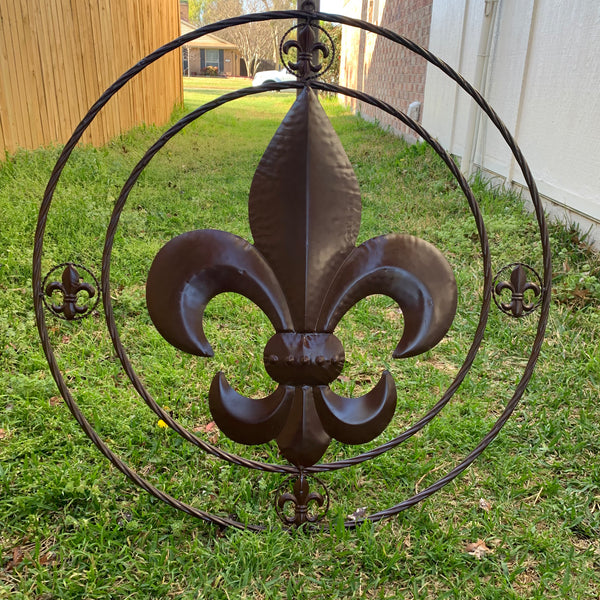 MULTI FLEUR DE LIS METAL WALL ART WESTERN HOME DECOR VINTAGE RUSTIC BROWN ART NEW