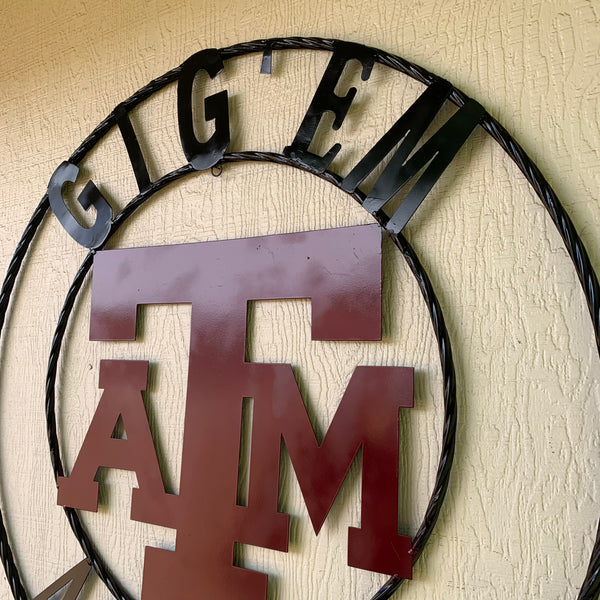 GIGEM AGGIES METAL CUSTOM VINTAGE CRAFT TEAM SIGN HANDMADE