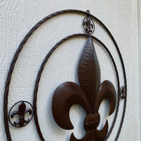 MULTI FLEUR DE LIS METAL WALL ART WESTERN HOME DECOR VINTAGE RUSTIC BROWN ART NEW