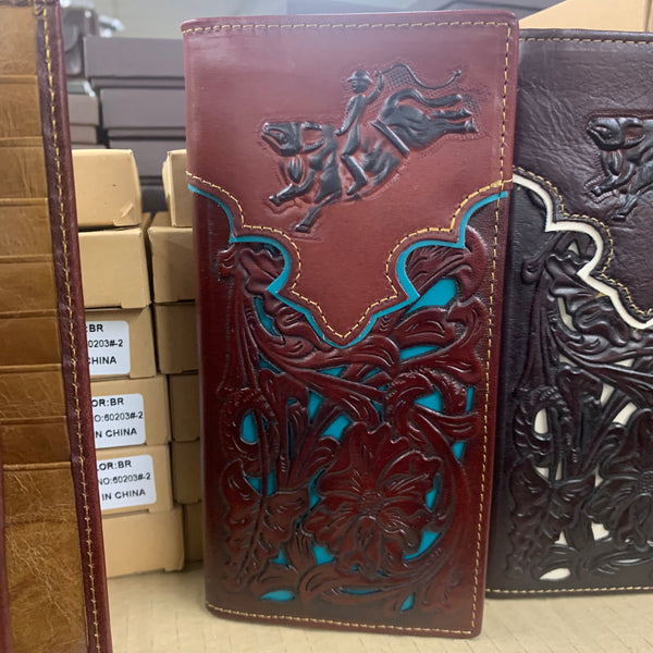 #LG GENUINE LEATHER WESTERN CHECKBOOK MEN'S WALLET WESTERN FASHION--FREE SHIPPING