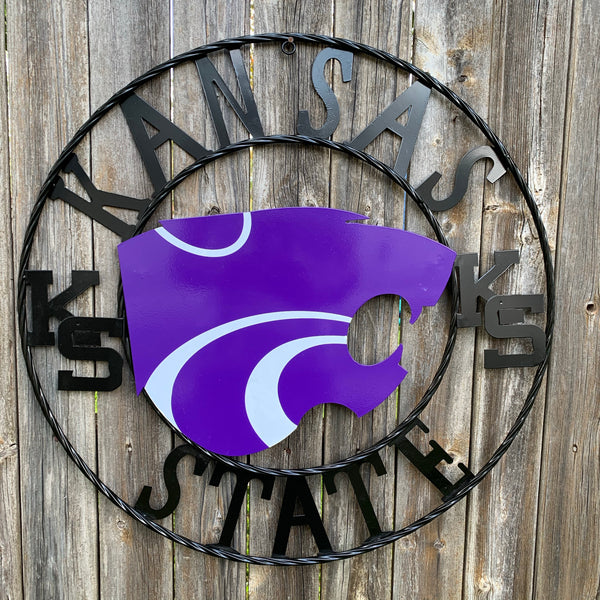 KANSAS STATE METAL CUSTOM VINTAGE CRAFT WALL ART TEAM SIGN HANDMADE