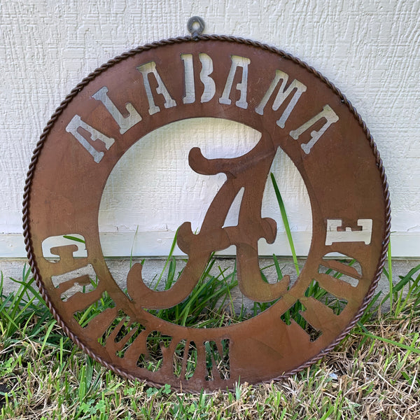 ALABAMA CRIMSON TIDE WIDE BAND RING CUSTOM METAL VINTAGE CRAFT TEAM SIGN HANDMADE