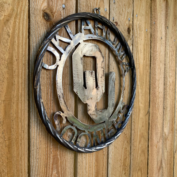 12", 18", 24", 32" OU OKLAHOMA SOONERS RAW METAL CUSTOM VINTAGE CRAFT WALL ART TEAM SIGN HANDMADE