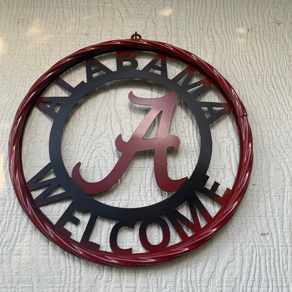 ALABAMA WELCOME RED & BLACK CUSTOM METAL VINTAGE SIGN TEAM HANDMADE