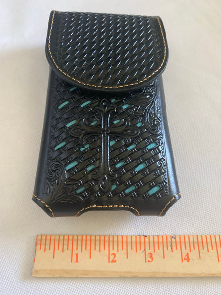 #LG_2006  7" PLAIN GENUINE LEATHER POUCH EXTRA LARGE  BELT LOOP HOLSTER CELL PHONE CASE UNIVERSAL OVERSIZE