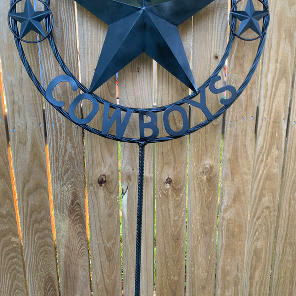 24" STAR & 34" STAKE DALLAS COWBOYS DECOR METAL ART WESTERN HOME WALL DECOR ALL RUSTIC BLACK STAR WITH 34" STAKE