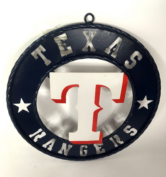 #EH11296 TEXAS RANGERS 12",18",24",32" WIDE BAND RING CUSTOM METAL VINTAGE CRAFT SIGN TEAM HANDMADE