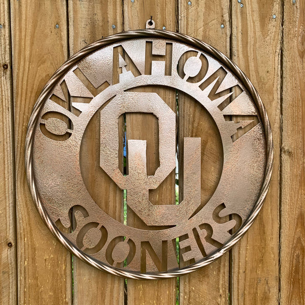 12",18",24",32" OU SOONERS HAMMERED COPPER CUSTOM METAL VINTAGE CRAFT TEAM SIGN HANDMADE CRAFT