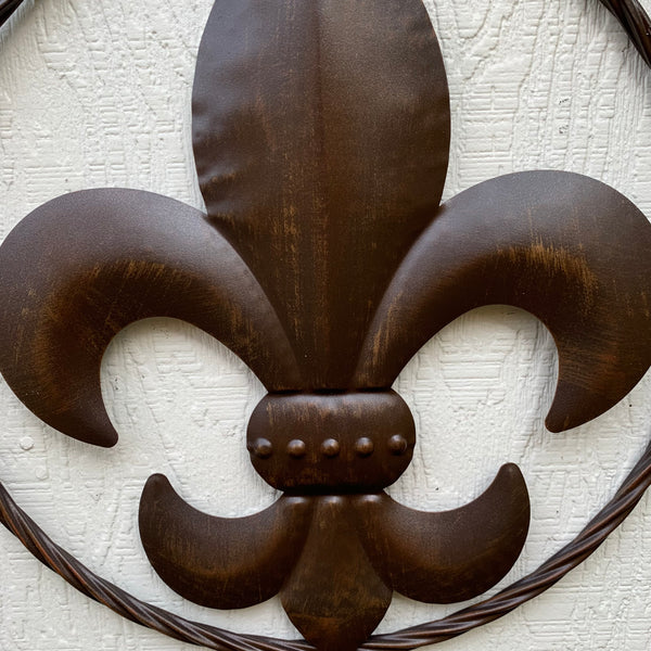 MULTI FLEUR DE LIS METAL WALL ART WESTERN HOME DECOR VINTAGE RUSTIC BROWN ART NEW