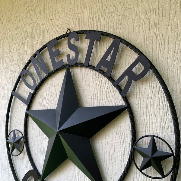 LONESTAR GARAGE STYLE CUSTOM BARN NAME STAR LONESTAR GARAGE METAL NAME BARN STAR WITH TWISTED ROPE RING 3d STAR ART WESTERN HOME DECOR RUSTIC BROWN
