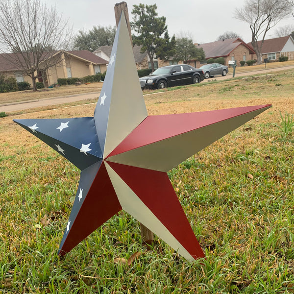 12",16",24",30",36" USA AMERICAN FLAG STAR STYLE #1 RED WHITE & BLUE METAL BARN STAR WALL ART HANDMADE STYLE# 1