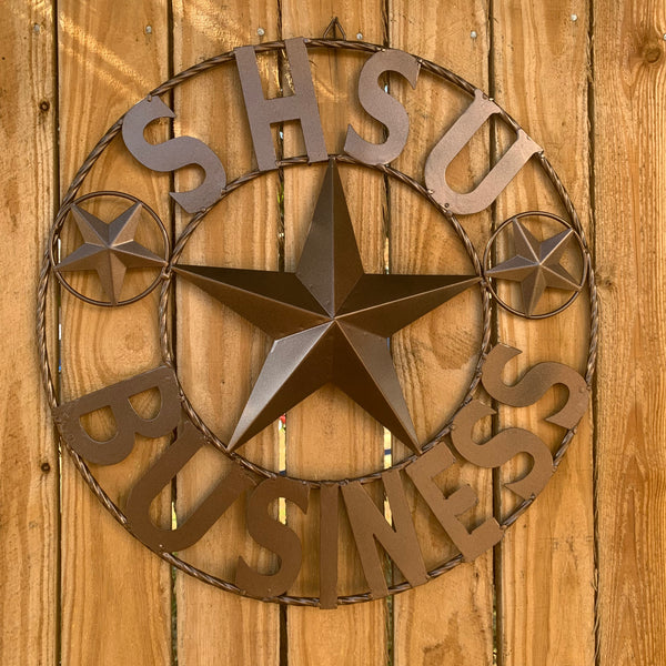 24",32" SHSU SAM HOUSTON BEARKATS BUSINESS RUSTIC BRONZE COPPER METAL CUSTOM VINTAGE CRAFT RUSTIC BLACK TEAM STAR HANDMADE