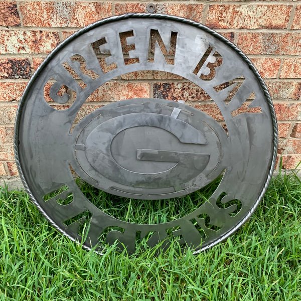 12",18",24",32",36" RAW METAL GREEN BAY PACKERS DISC CUSTOM METAL VINTAGE CRAFT TEAM SPORTS SIGN HANDMADE