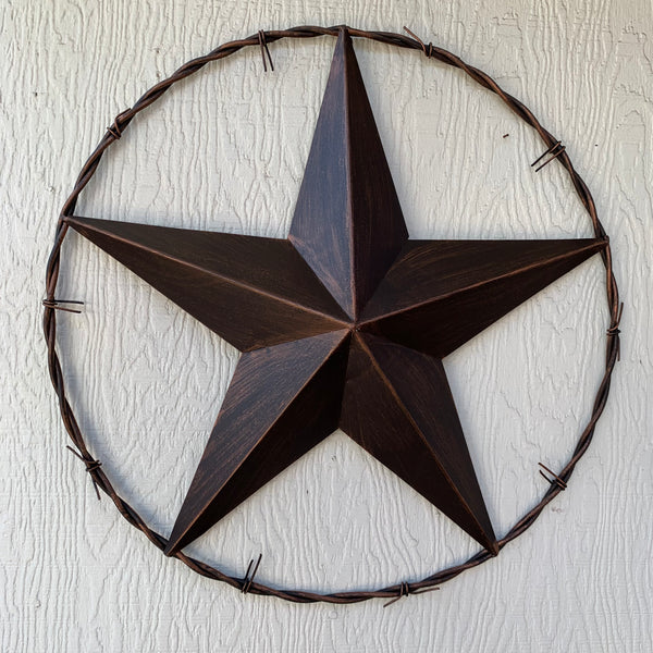 24" BARBWIRE TWISTED RING METAL WALL ART WESTERN HOME DECOR RUSTIC BRONZE COPPER #A10024