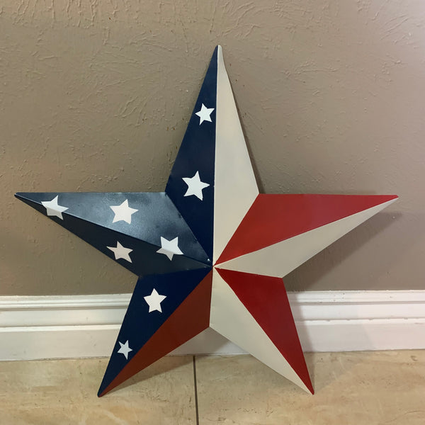 12",16",24",30",36" USA AMERICAN FLAG STAR STYLE #1 RED WHITE & BLUE METAL BARN STAR WALL ART HANDMADE STYLE# 1