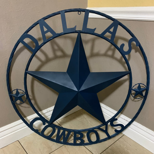 DALLAS COWBOYS NAVY BLUE BARN STAR METAL LONE STAR WESTERN HOME DECOR HANDMADE 24",32",36",40",42",44",46",50"